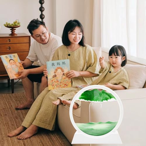 AzureLeap 3D Dynamic Sand Art - Moving Liquid Sand Picture, Round Glass Deep Sea Sandscape in Motion, Relaxing Desktop/Home/Office Decor (7 inch-Green) - Image 7