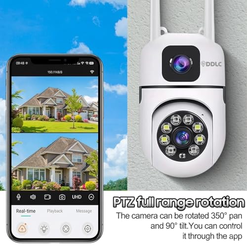 Image of DDLC 4+4MP Smart WiFi PTZ CCTV Camera | Color Night Vision | 360 Motion Detection | Two-Way Audio | Wireless Security Camera with Mobile App V380 Pro (Dual Lens Mini Ptz)