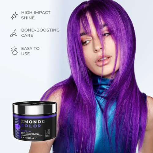 Image of XMONDO Color Amethyst Depositing Mask, Purple Hair Dye, 8 Fl Oz | Semi-Permanent, Infused with Bond Booster & Hyaluronic Acid for Nourishment, Revitalization & Repair, Vegan Formula