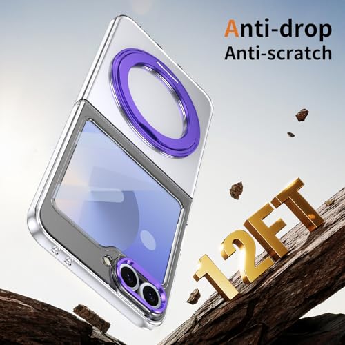 Coque de protection Z Flip 5 transparente violette avec support premium