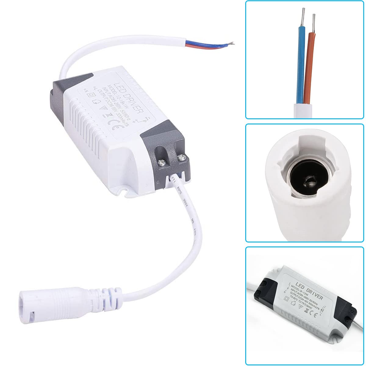 2 pz Driver LED 12-18W Alimentatore Trasformatore Adattatore Corrente Costante 300mA Alta Potenza AC 85-265V DC Uscita Bassa Tensione con Cavo DC Maschio CH-2 Connettore del Cavo