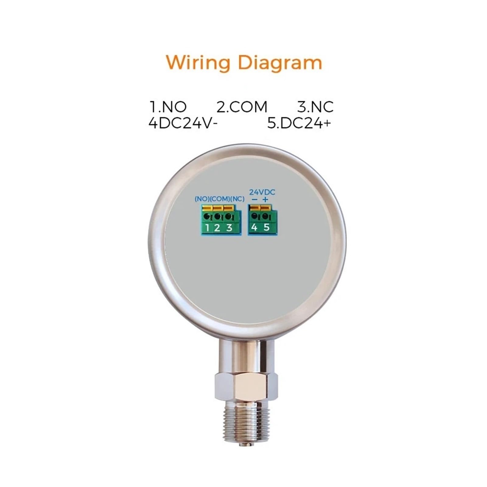 Manometro, Contatto elettrico Manometro Acqua Gas Sensore di pressione 'olio Limite superiore e inferiore Display a LED Uscita di commutazione di controllo 24 V CC(NPT1-2 DC24V,0-16bar)