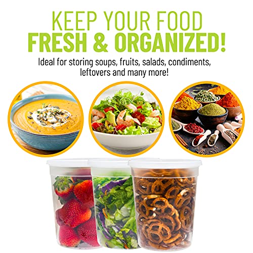 24 Plastic Deli Containers With Airtight Lids, 32Oz - Disposable Food Storage Containers For Meal Prep, Takeout, Restaurant, And More - Multipurpose Clear Plastic Containers - Microwaveable, Freezable (Made In The Usa) #TOP4