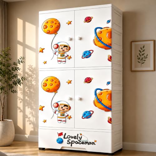 Image of LERIMO Plastic Wardrobe for Clothes | Portable Foldable Wardrobe Almirah for Bedroom | Kids & Baby Clothes Storage Cupboard | Collapsible Plastic Storage Cabinet | Almirah for Kids Clothes