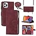 Jaorty iPhone 12 Pro Phone Case Wallet for Women Men with Credit Card Holder, iPhone 12 Crossbody Case with Strap Shoulder Lanyard, Zipper Pocket PU Leather Cases for iPhone 12 Pro,6.1 Inch Burgundy
