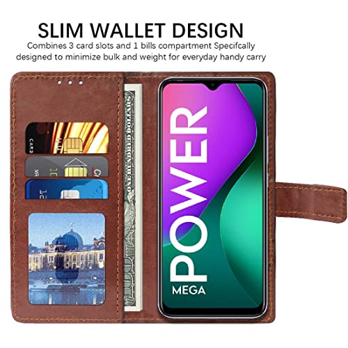 Image of Flip Cover Compatible with Infinix Smart 5 4G | Premium Leather Finish | Inbuilt Pockets & Stand | Flip Cover Back Case for Infinix Smart 5 4G (Brown)