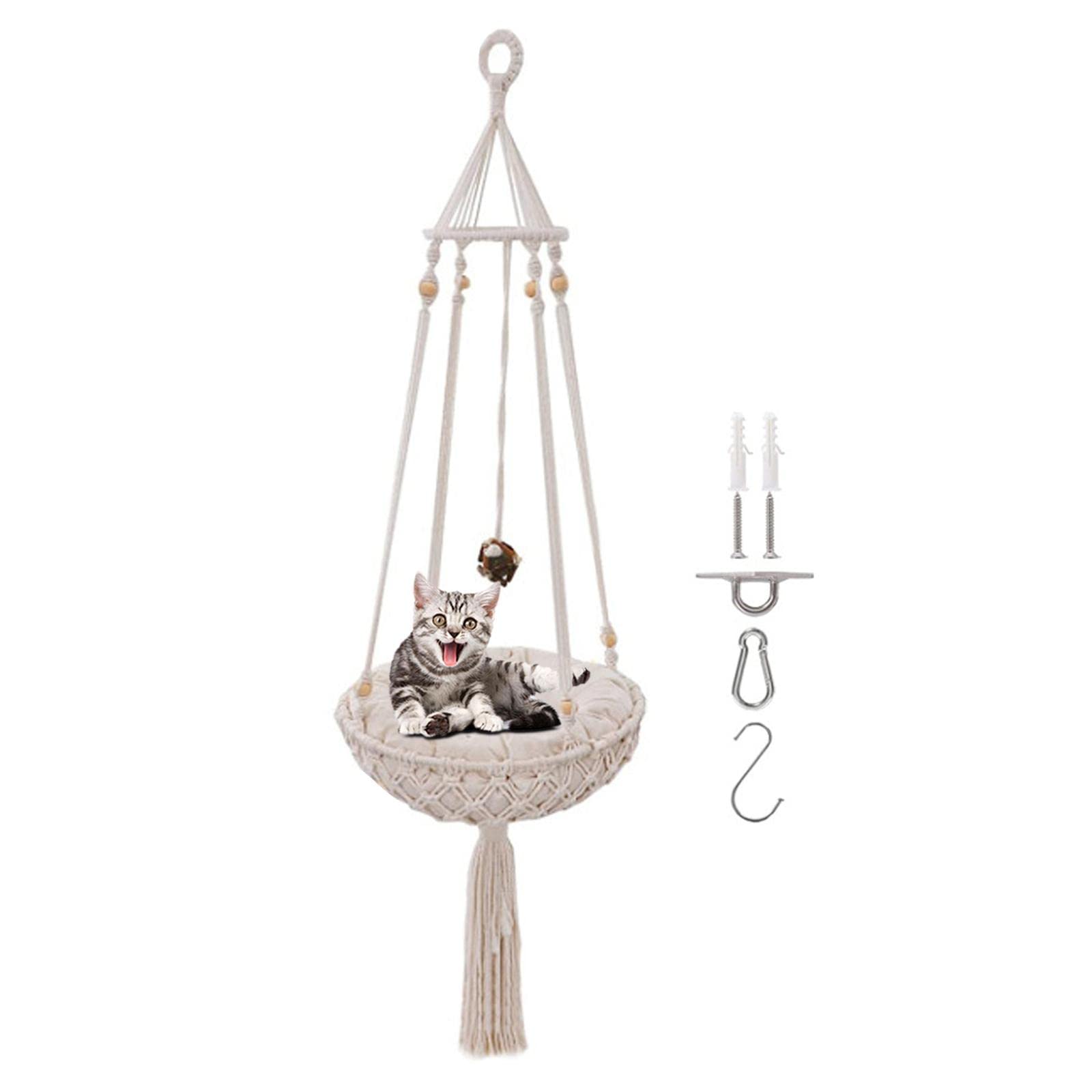 Hamaca para Gatos, Manta, Cama para Gatitos con Cojín, Juguete Colgante Estilo Bohemio.