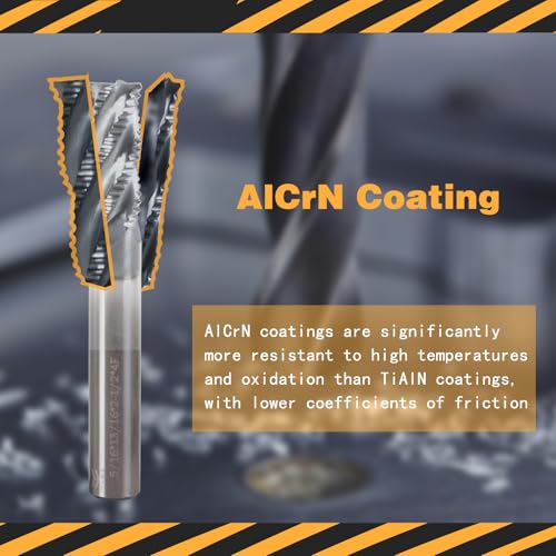 Image of 3 /8 inch Carbide Roughing End Mil, 4 Flute Micro Grain Carbide Mill Bits, for Alloy Steels /Hardened Steels Micro Grain Carbide End Mill