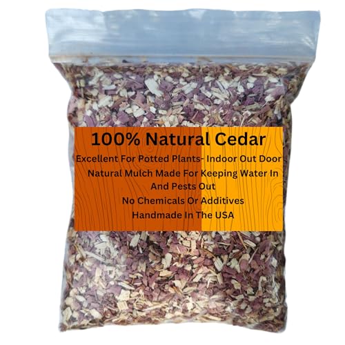 100% Natural Cedar Chips | Mulch | Great for Outdoors or Indoor Potted Plants | Dog Bedding | Pleasant Earthy Smell Half-Quart;