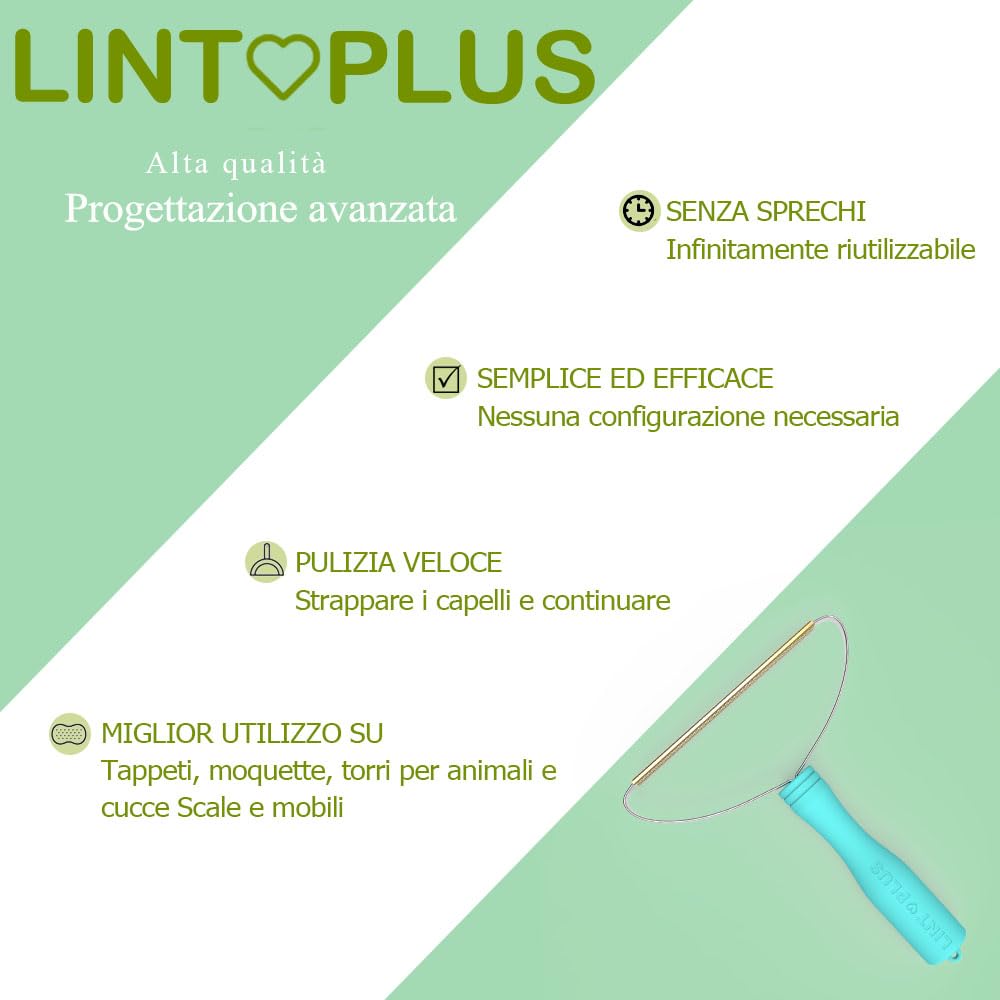 LINTPLUS spazzola togli peli animali, spazzola peli gatto e spazzola peli cane per Tappeti, Lettini per cani e Alberi tiragraffi per gatti, facile da pulire