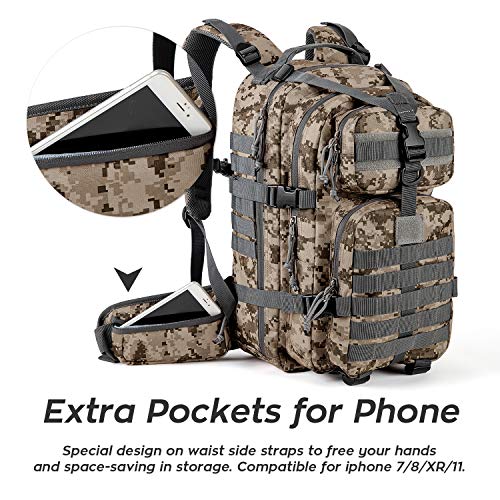 Gelindo Military Tactical Backpack, Army Molle Bag, Assault Backpacks, Small Rucksack for Hunting, Camping, Trekking, School, 35L