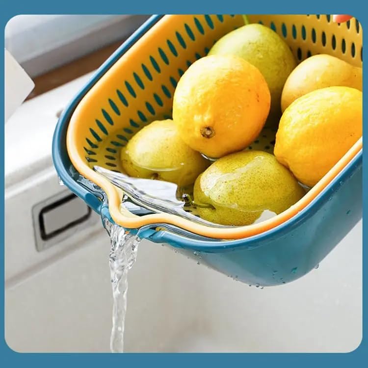 Image of 6 Pcs Drain Basket Set with Handles - Versatile Kitchen Colander for Rice, Pasta, Spaghetti, Fruits, Vegetables - ABS Plastic Strainer Bowls -Cooking Pot Drainers & Sifters-(Castleton Green)