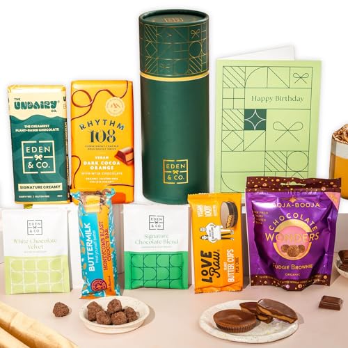 Vegan Chocolate Gift Box with Truffles & Hot Chocolate Set Birthday Gift Hamper For Her Vegan Hamper by EDEN & CO