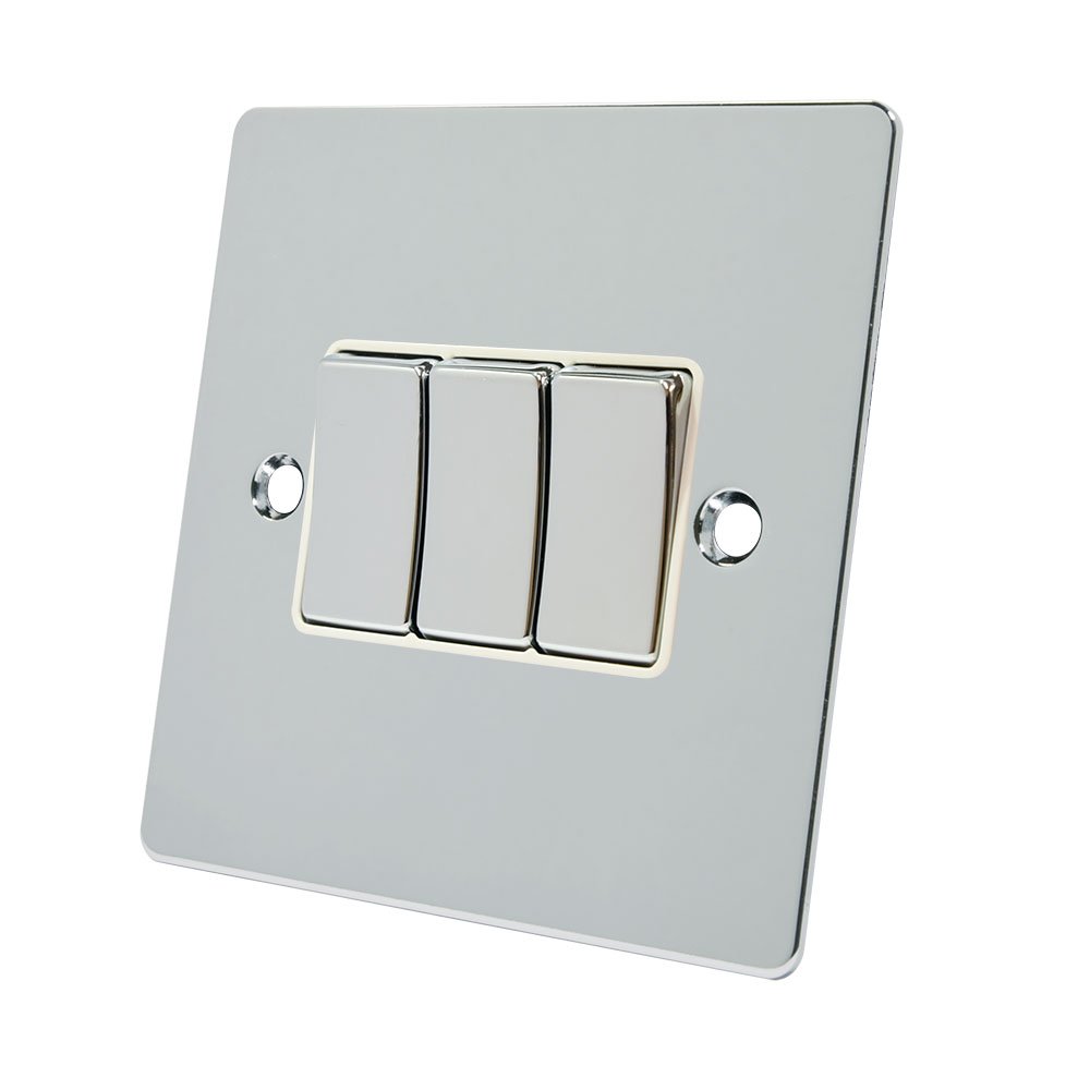 Alliance Electrical FPC3GSWIWC 10 A 3 Gang 2 Way Black Insert Flat Metal New