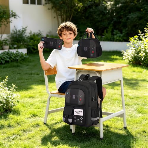 Image of 3PCS Boys Backpack for School Kids Schoolbag Teens Book Bag | Teen Boys Elementary Middle School Backpack Waterproof College Student Bookbag Children Waterproof Laptop Bag Black