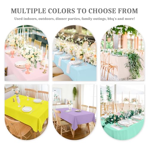 Image of 12 Pack Pastel Color Tablecloths, Pastel Plastic Table Cloths for Parties, 6 Color Pastel Party Decorations Set for Girls Birthday, Unicorn and Ice Cream, Baby Shower, Wedding Party, 54 x 108 Inch