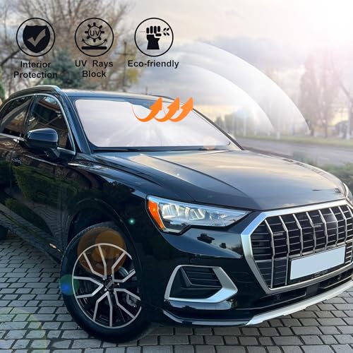 Image of Windshield Sun Shade Fit for 2018 2019 2020 2021 2022 2023 2024 2025 2026 Audi Q5 Accessories Front Window Sunshade Shield Blocker Keeps Car Cool