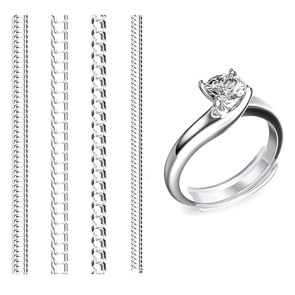 LABUKSilver Ring Sizer Ring Sizer Tool for Accurate Measurement Easy-to-Use Ring Size Gauge Invisible Waterproof Silicon Ring Sizer for Men Women (4 pcs Set 1)