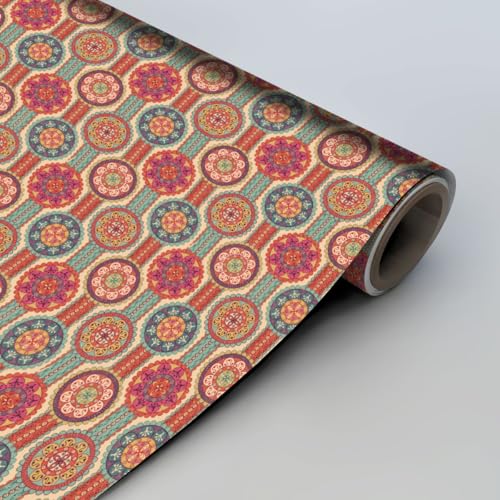 Image of Wallpaper Self Adhesive Wall Covering Vibrant Mandala & Floral Geometric Pattern (41cm x 244cm)