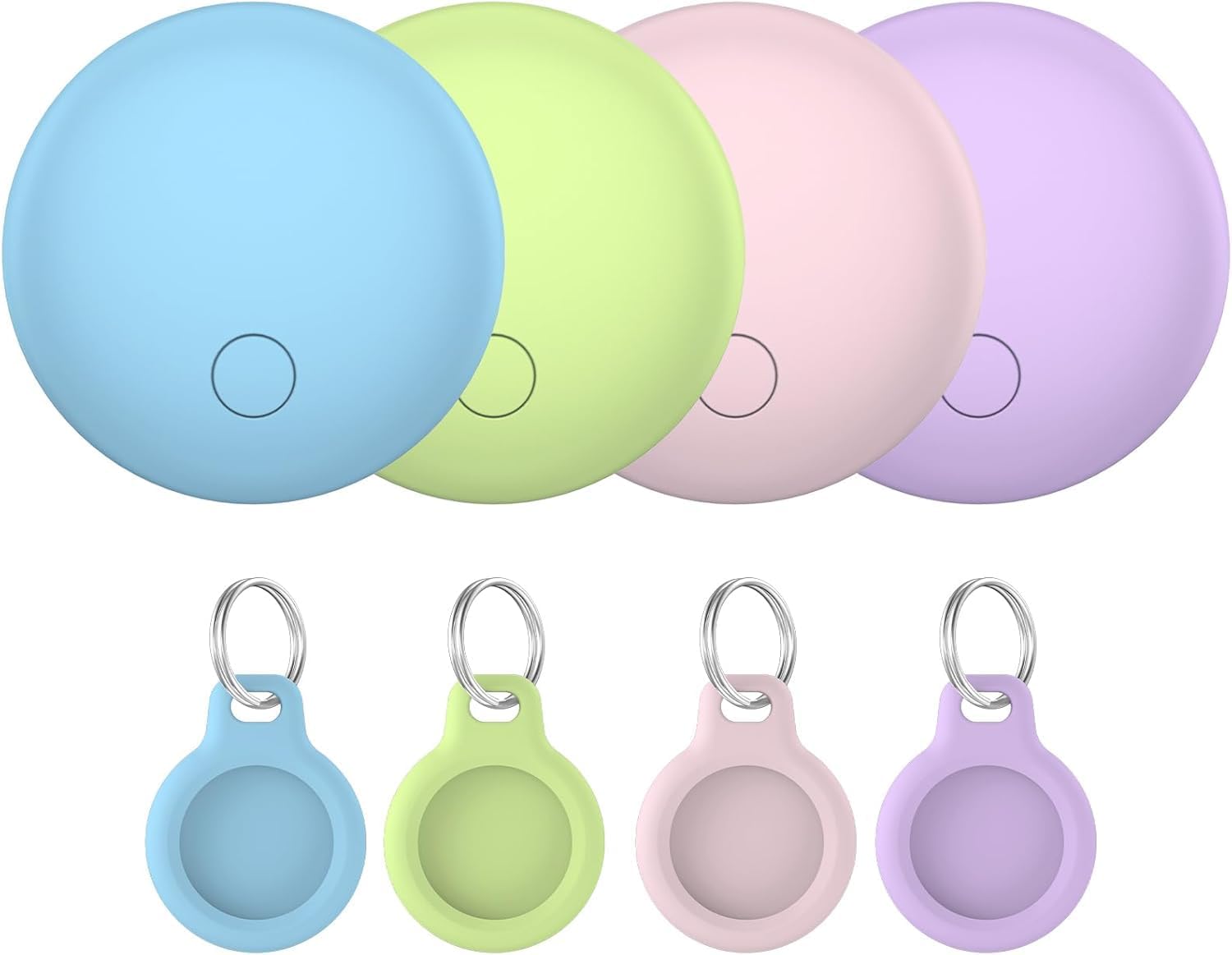 Bluetooth Schlüsselfinder 4er Pack, Smart Tag Kompatibel mit Apple Wo ist APP(nur iOS), Air Tracker Tag für Schlüssel/Gepäck/Koffer/Brieftasche, IP68 Wasserdicht, Austauschbarer Akku