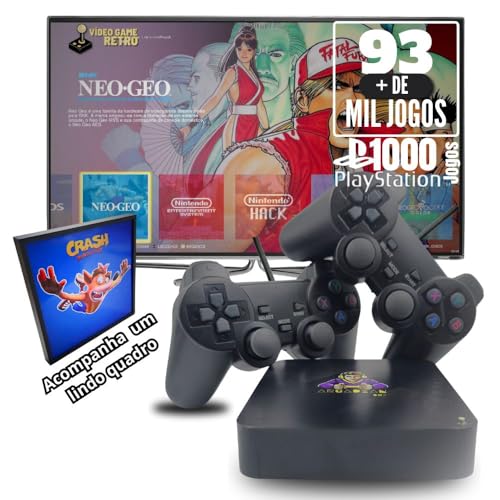 Vídeo Game Retro 93 Mil jogos 2 Controles com fio Caixa Exclusiva