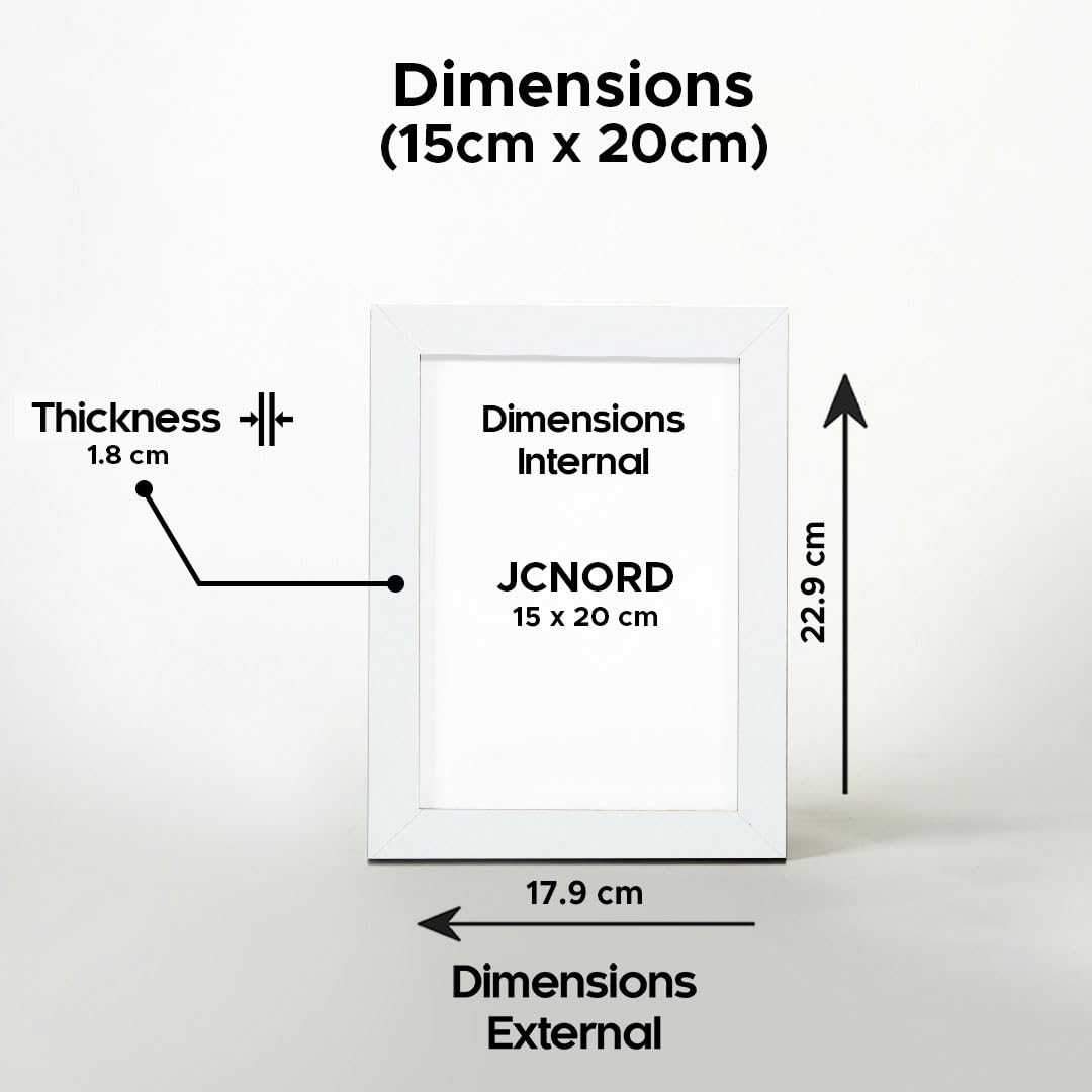 JCNORD White MDF Wooden Picture Frame 6x8 inches (15x20 cm) with Shatterproof Acrylic Glass, 15 x 20 cm - Image 2