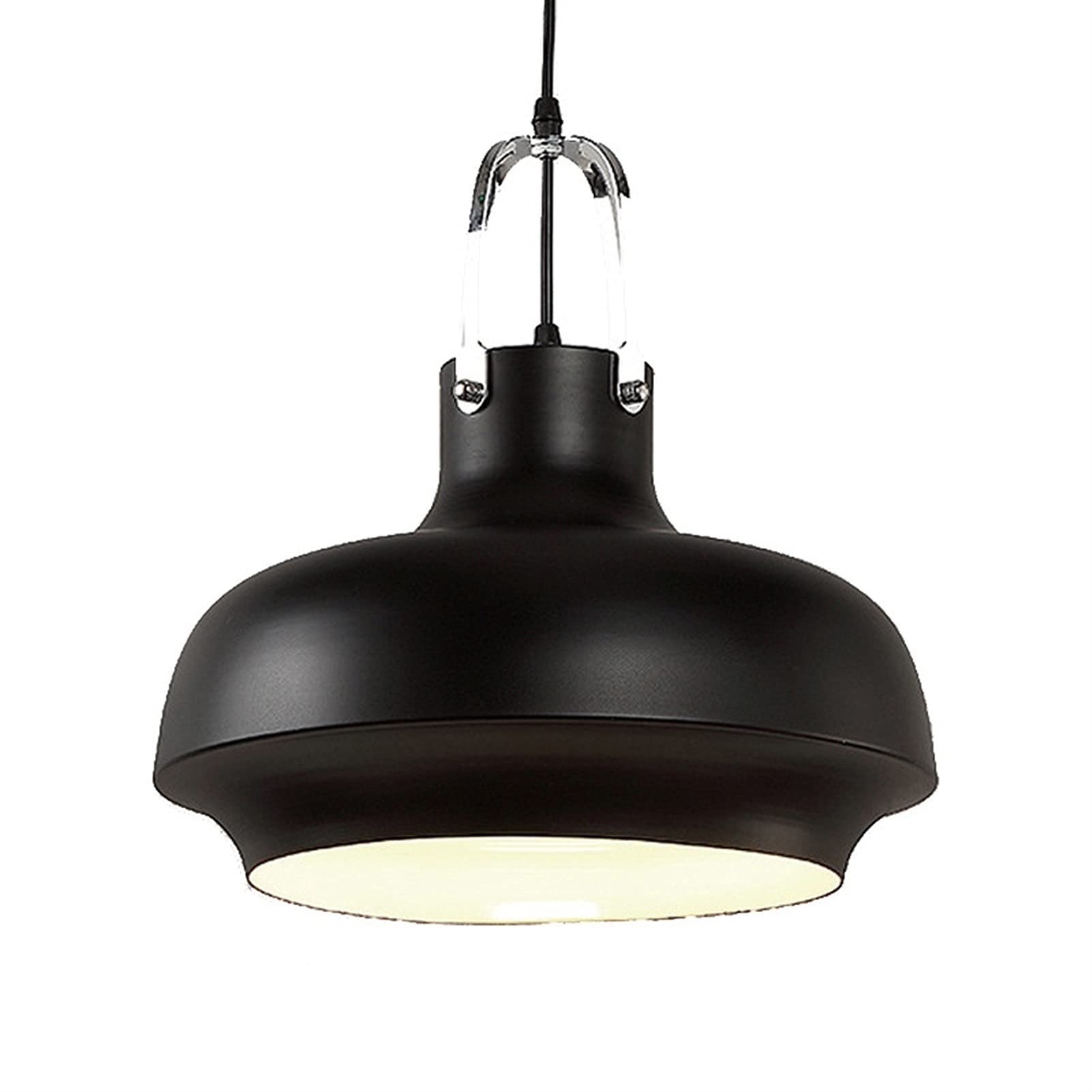 Plafonnier lustre cuisine et salle à manger rétro abat-jour fer forgé noir