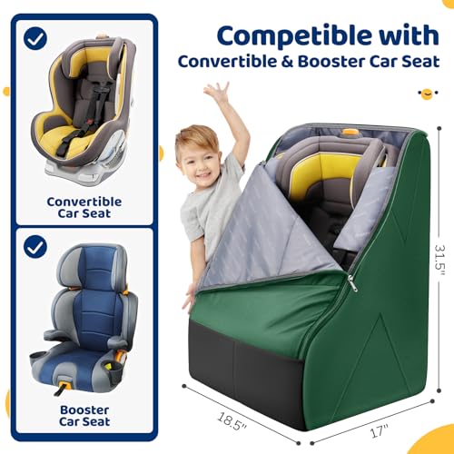 Image of YOREPEK Carseat Bags for Air Travel, Baby Airplane Travel Essentials | Shoulder Strap, Waist Strap, Padded Portective, PU Leather Wear-Resistant Bottom, Car Seat Bag with Side Pocket