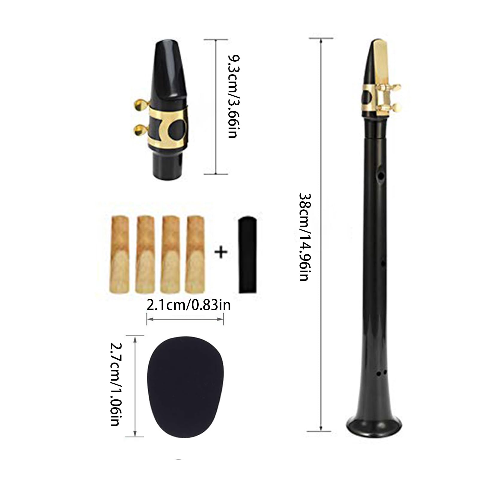 PUCHEN Pocket Saxophone Kit | Saxophone Set | Portable Saxophones Alto Mouthpiece Set With 4 Reeds And 8 Tooth Pad | Pocket Saxophone | Alto Mouthpiece Set Beginner Saxophone, Black
