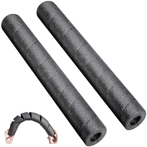 2 Pack Pipe Insulation Foam Tube, 15.7' L x 0.79' Inner Diameter Black Pool Noodles Foam, Multi-Purpose Snake Pipe Wrap Protection for Outdoor Indoor Swimming Pool Handle and Winter Water Pipes