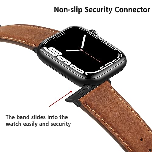 HITZEE Leather Straps Compatible with Apple Watch Strap 49mm 46mm 45mm 44mm 42mm for Women Men Genuine Leather Band Compatible with Apple Watch Ultra 2 SE2 SE Series 10 9 8 7 6 5 4 3 2 1 - Image 4