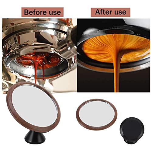 Espresso Shot Mirror For Bottomless Portafilter, 360° Rotation Adjustable Espresso Mirror To Observe Coffee Flow Rate, Walnut Black Base Coffee Extraction Observation Mirror #TOP2