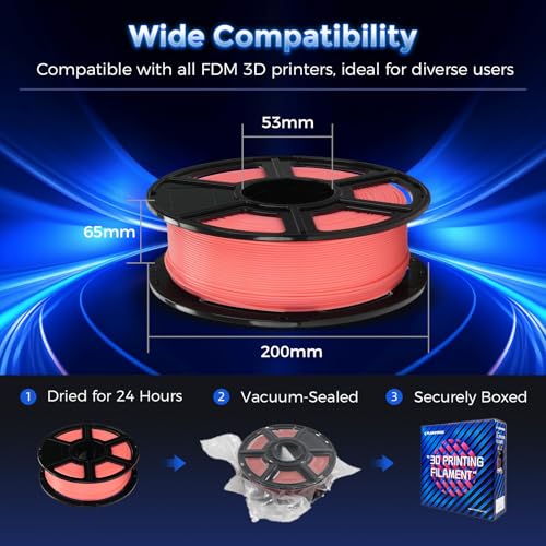 Image of FLASHFORGE Rapid PLA Filament 1.75mm Luminous Red, 500mm /s High Speed Printing, Glow in the Dark 3D Printer Filament 1kg Spool, Dimensional Accuracy + /- 0.02mm, Brilliant, Long-Lasting Glow