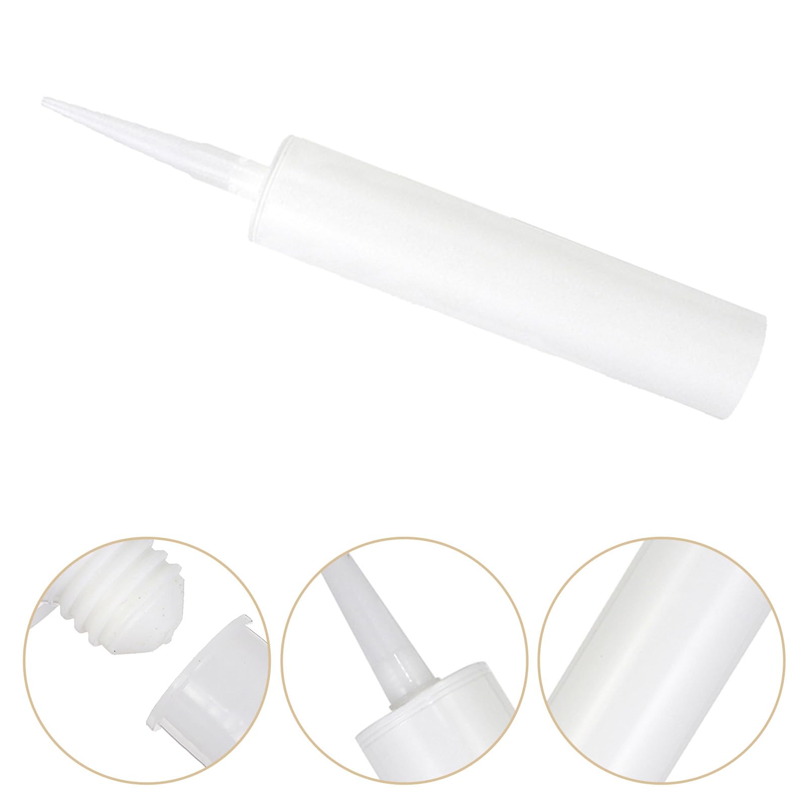 Tubo de Sellador de Calafateo Vacío 300ml, 9 Piezas Reutilizable | Punta Afilada para Dosificación Precisa, Plástico Blanco, Uso en Relleno de Adhesivo para Vidrio E Industria