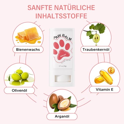 GJYC PET Pfotenbalsam Hund, Pfotenbalsam Stick mit Bienenwachs und Vitamin E, Pfotenpflege für Hunde und Katzen - Heilt, Repariert und Regeneriert Trockene, Rissige und Beschädigte Pfoten