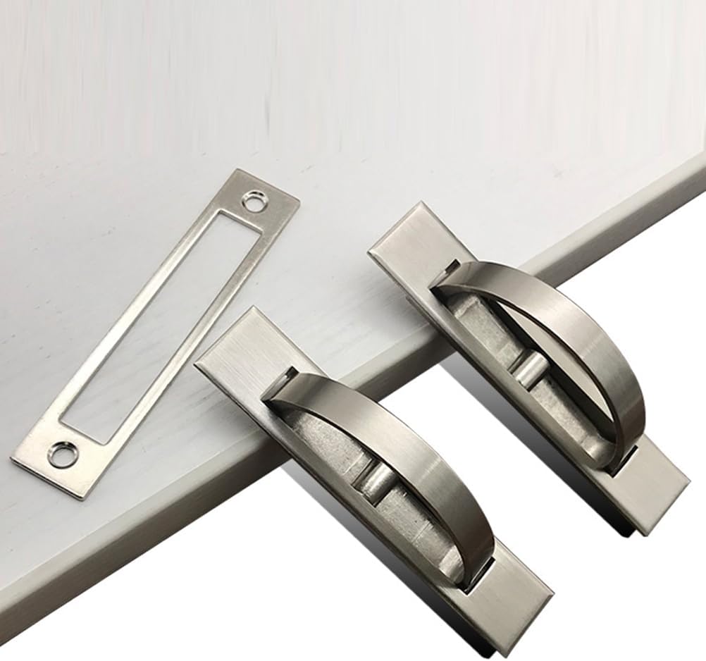Hemoton 2pcs Invisible Handle Pulls for Cabinet and Drawer Concealed Grip Design Modern Silver Finish for Wardrobe and Home Use