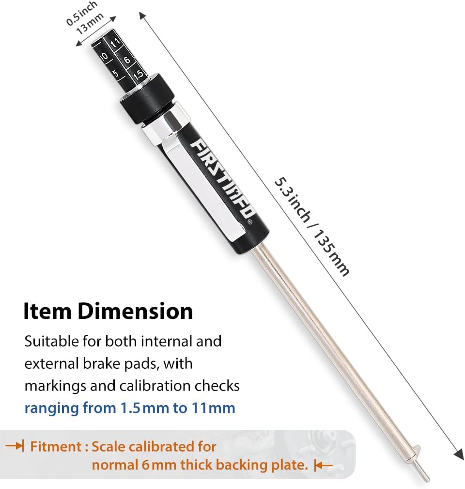 FIRSTINFO F3917 Precise Brake Pad Thickness Gauge Made in Taiwan | Auto Brake Pad Measurement Tool with Scale | Brake Pad Tester Brake Pad Detection Pen Scale
