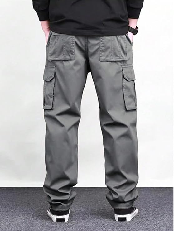 Image of Men Cargo Pants 100% Cotton | Relaxed Fit Utility Cargos for Men with 6 Pockets | Breathable Durable Fabric | Casual Streetwear Travel & Outdoor Pants