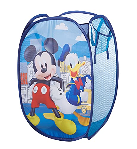 Mickey Mouse Pop Up Laundry Hamper with Durable Carry Handles Blue Kids Clothes Storage 21 H x 13.5 W x 13.5 L