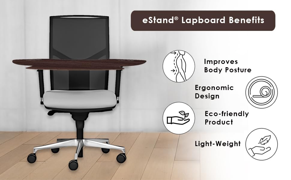 Image of Lap Board for Study | Home | Dining | Office | Laptop | Computer Desk | Reading & Writing | Multi-Purpose | Made in India | (WENGE, SPIDER-LB-30X16-WENGE)