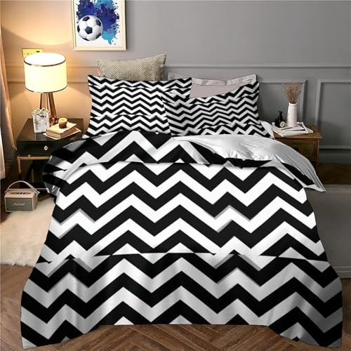 Parure de lit zigzag 3D imprimée en microfibre résistante - 6