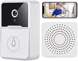 Campainha Inteligente com Câmera Wi-Fi Sem Fio e Áudio Bidirecional – Cor Branca