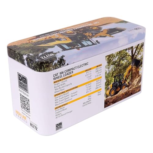 Diecast Masters 85772 - Cat 906 Electric Compact Radlader, Maßstab 1:50, ab 14 Jahren, in Blechdose, für Sammler geeignet