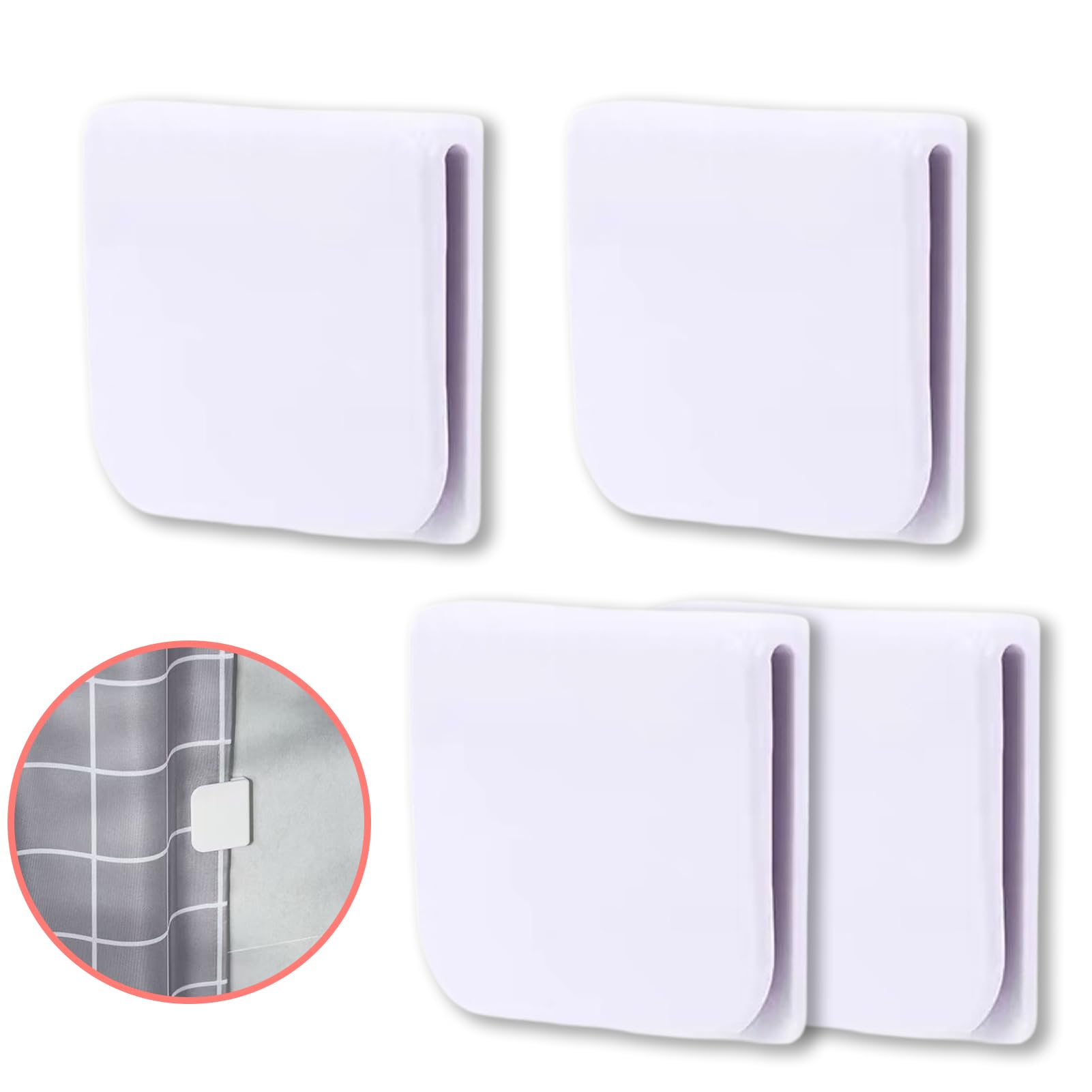 4 Anti Splash Shower Curtain Clips Windproof Secure Suction Panels