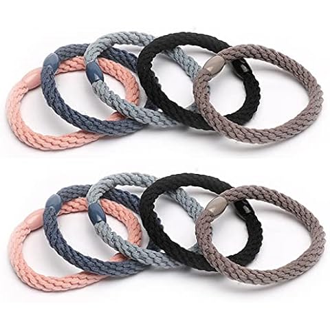 LIUJZZJ 10 Stück Elastische Haargummis Ohne Metall Geflochtener Keine Pull Beschädigung Pferdeschwanz Halter Elastisch Haarbänder für Damen Mädchen Dickes Lockiges Haar Cover