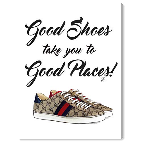 The Oliver Gal Artist Co. Fashion and Glam Wall Art Canvas Prints 'Doll Memories-Unique Fab Shoes' Home DÃ©cor, 12" x 16", Brown, White