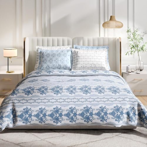 Image of Wakefit Premium 100% Cotton 300 TC Flat Bedsheet with 4 Pillow Covers | Queen Size (100 x 90 inch) | Nova