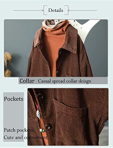 Minibee Women's Corduroy Shacket Jacket Button Down Shirts Fall Long Sleeve Coat with Pockets4