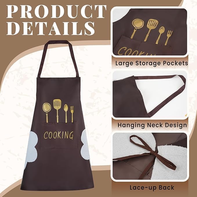 Image of HROY Kitchen Apron for Women & Men with Pocket & Side Towel | Kitchen Apron for Women & Men with Pocket & Side Towel | Reusable Cooking Chef Apron for Home Kitchen