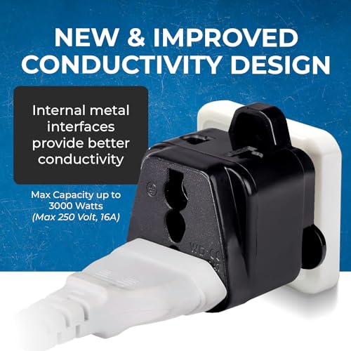 Image of Orei India to South Africa, Botswana, Namibia & More (Type M) Travel Adapter Plug - 2 in 1 - CE Certified - RoHS Compliant - 4 Pack - Black Color (P21-10L-4PK)